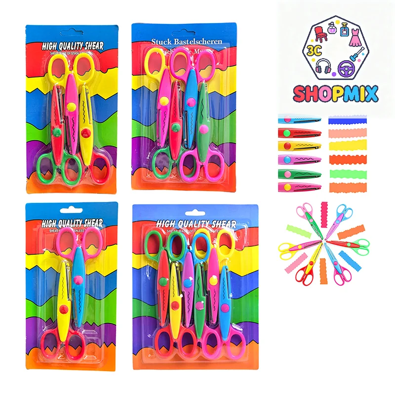 6 قطعة/المجموعة مقص متموج نمط الة قطع الورق DIY بها بنفسك الأدوات اليدوية ورقة كرافت Kawaii بطاقة مقص صور الاطفال الهدايا اللوازم المكتبية