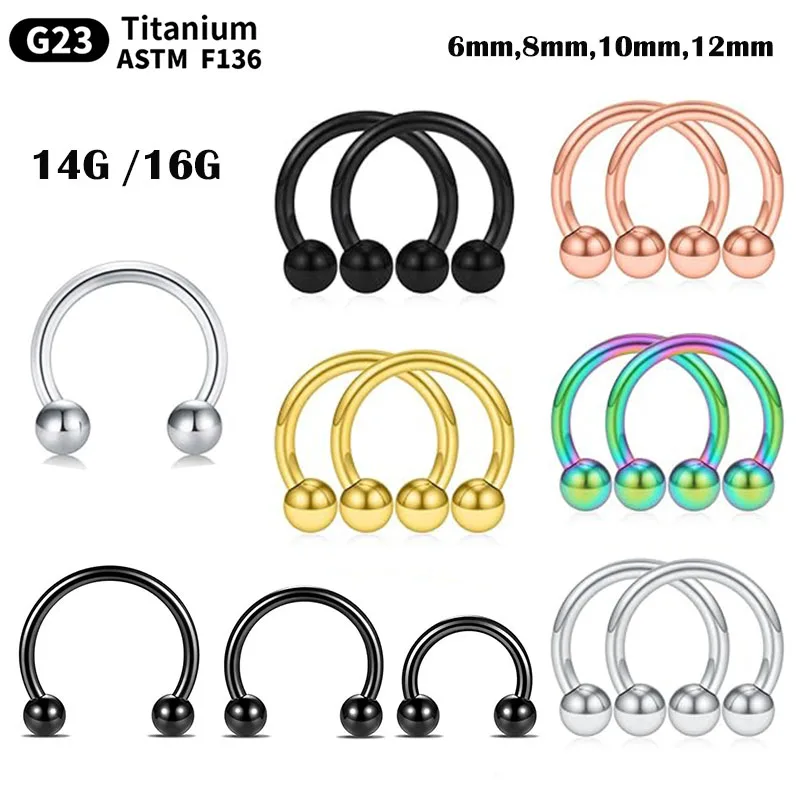 1/5Pcs Titanium Horseshoe Septum Ring Nose Rings Hoop Helix Daith Cartilage Tragus Earrings Nipple Eyebrow Body Piercing Jewelry