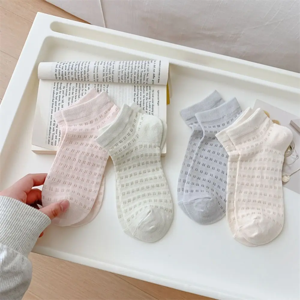6 أزواج لطيف بسيط شبكة ثقب الجوارب الحلو Ins نمط الصلبة جوارب أنبوبية تنفس الجوارب النسائية الجوارب النساء فتاة #5