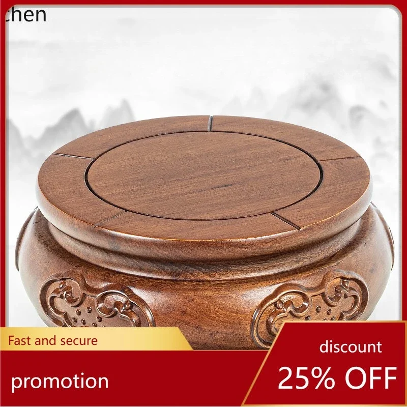 X5-15 solid wood bottom bracket heightened ornament flower pot vase bottom  wood elevated shelf mahogany god of wealth bottom