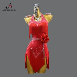 Girls Fringe Dress Latin Dance Clothes 2024 Stage Costume Womens Party Suit Line Skirt Dancewear Practice Sexy Outfit Customized