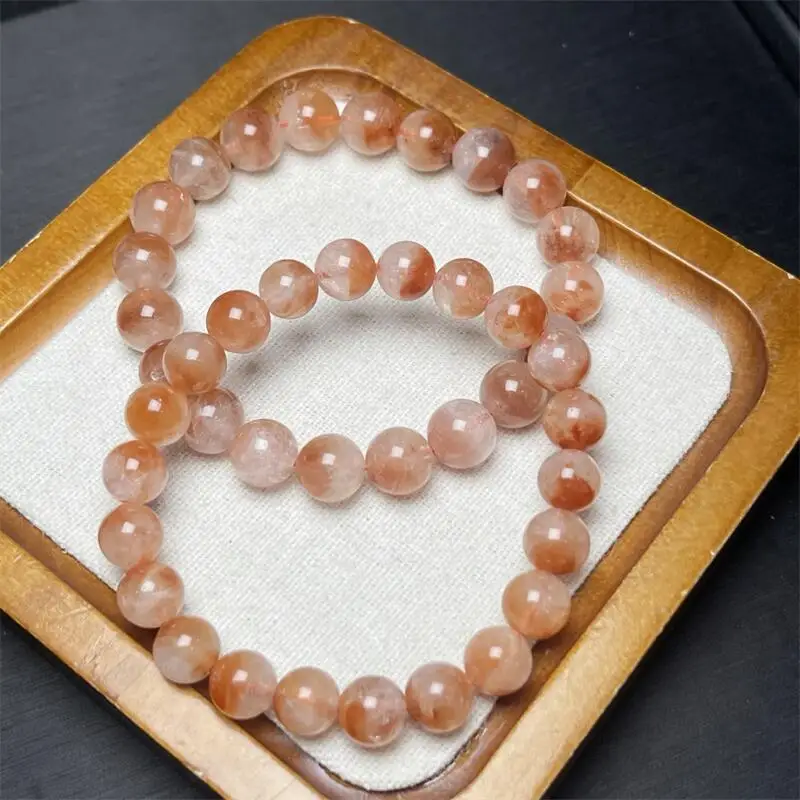 

10MM Natural Red Rabbit Hair Quartz Bangle Healing Handmade Women Jewelry Stretch Bangle Children Birthday Gift 1PCS