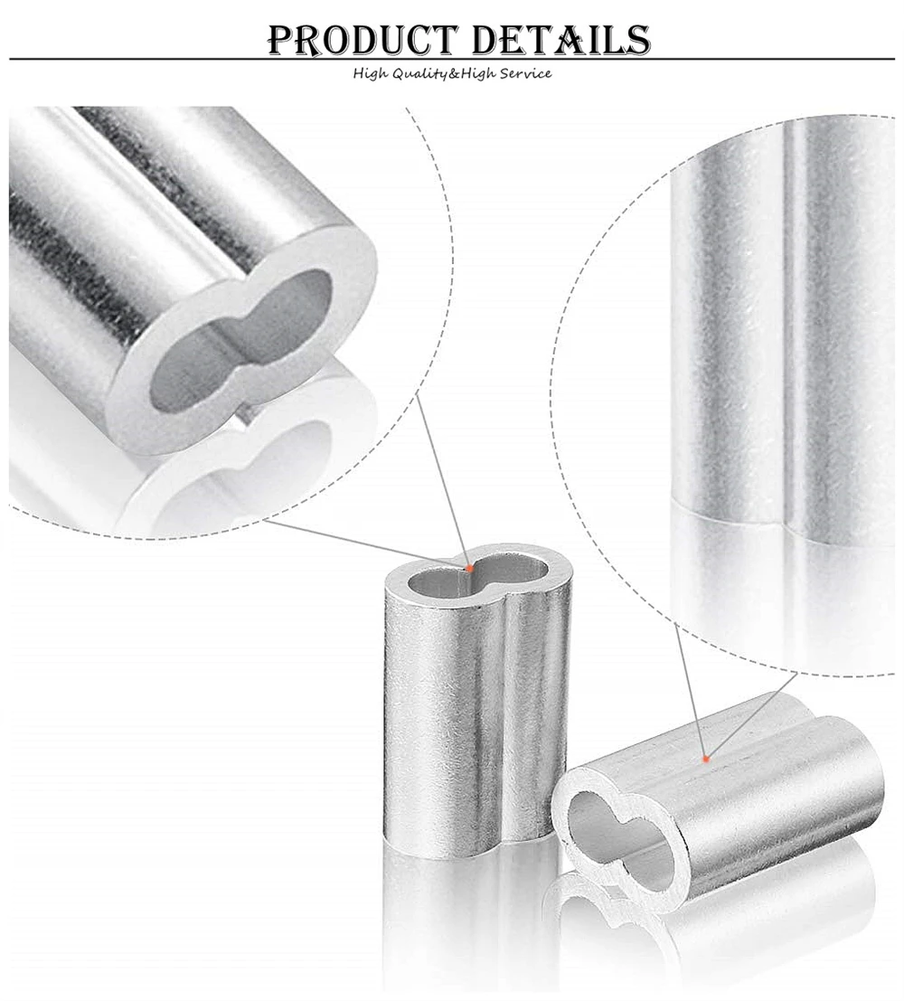 1-100 Stück Doppelloch-Kabel-Crimphülse M1 bis M12 Aderendhülsen 8-förmiger Aluminium-Kabelstopper Crimpseil Hardware-Zubehör – Detail 4