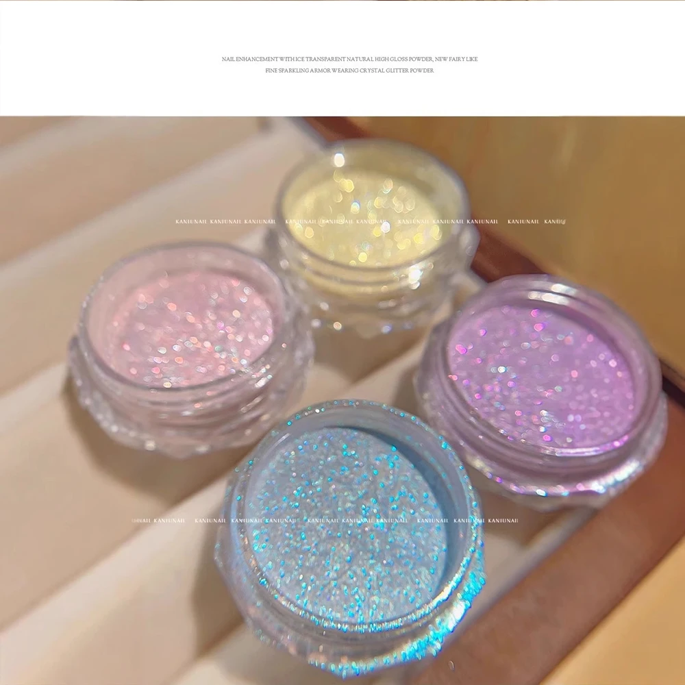 1jar Aurora Chrome Nail Powder High-Gloss Pigment Pearl Rubbing Dust Glitter Blue/Pink Mirror UV Gel Polish Nail Decoration