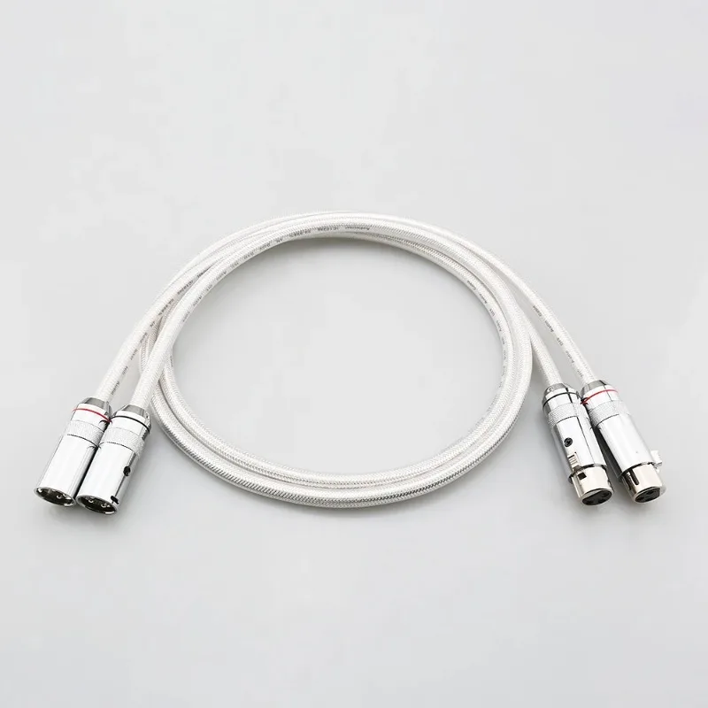 Audiocrast IC102AG 99.998% Pure Silver XLR Cable HiFi Audio Interconnect Solid PSS Pure Silver Core Wire Silver-Plated Plug