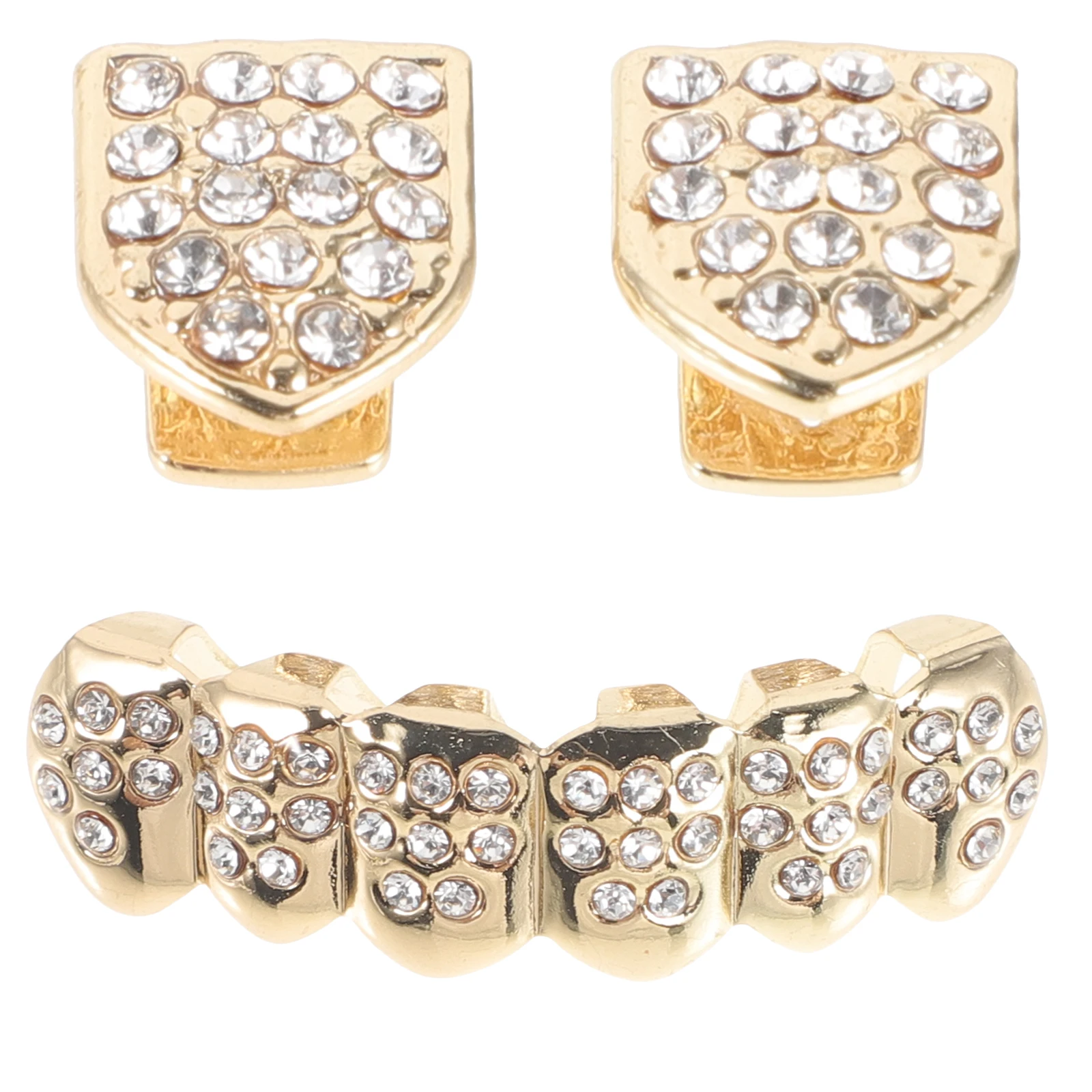 

1Set Vampire Fake Mouth Grills Golden Copper Costume Props Halloween Party Accessories Rapper Style Teeth Whitening Products