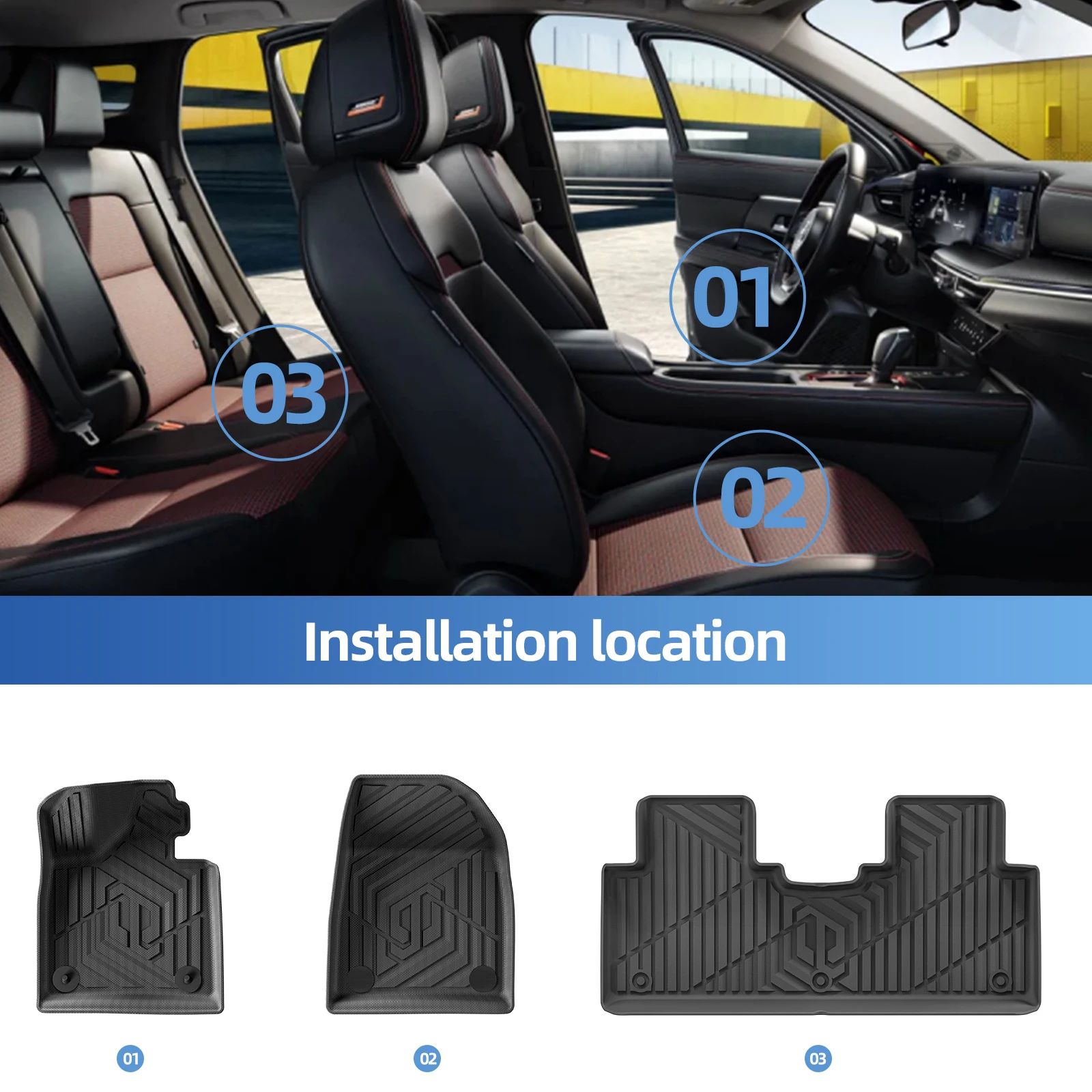 for Leapmotor C10 2024-2027 TPE Car All-Weather Floor Mats Cargo Liner Trunk Backrest Pad Accessories Black