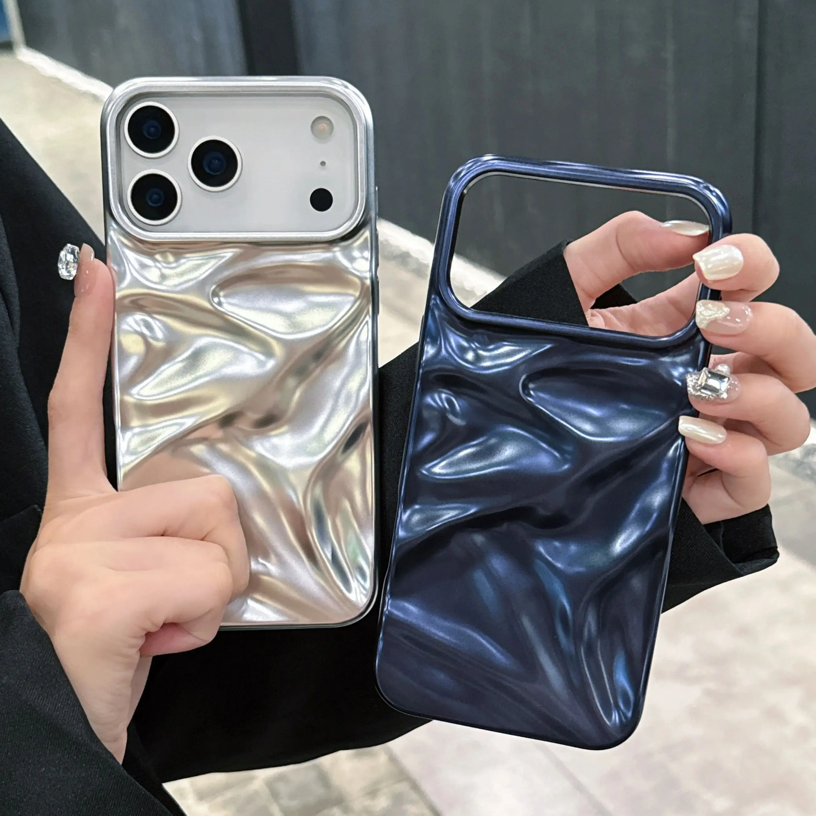 الفاخرة تموج الماء ماتي الحال بالنسبة آيفون 17Air 16 15 14 زائد 13 12 17 برو ماكس 11 الإبداعية متجمد ثلاثية الأبعاد التجاعيد غطاء مقاوم للصدمات #1