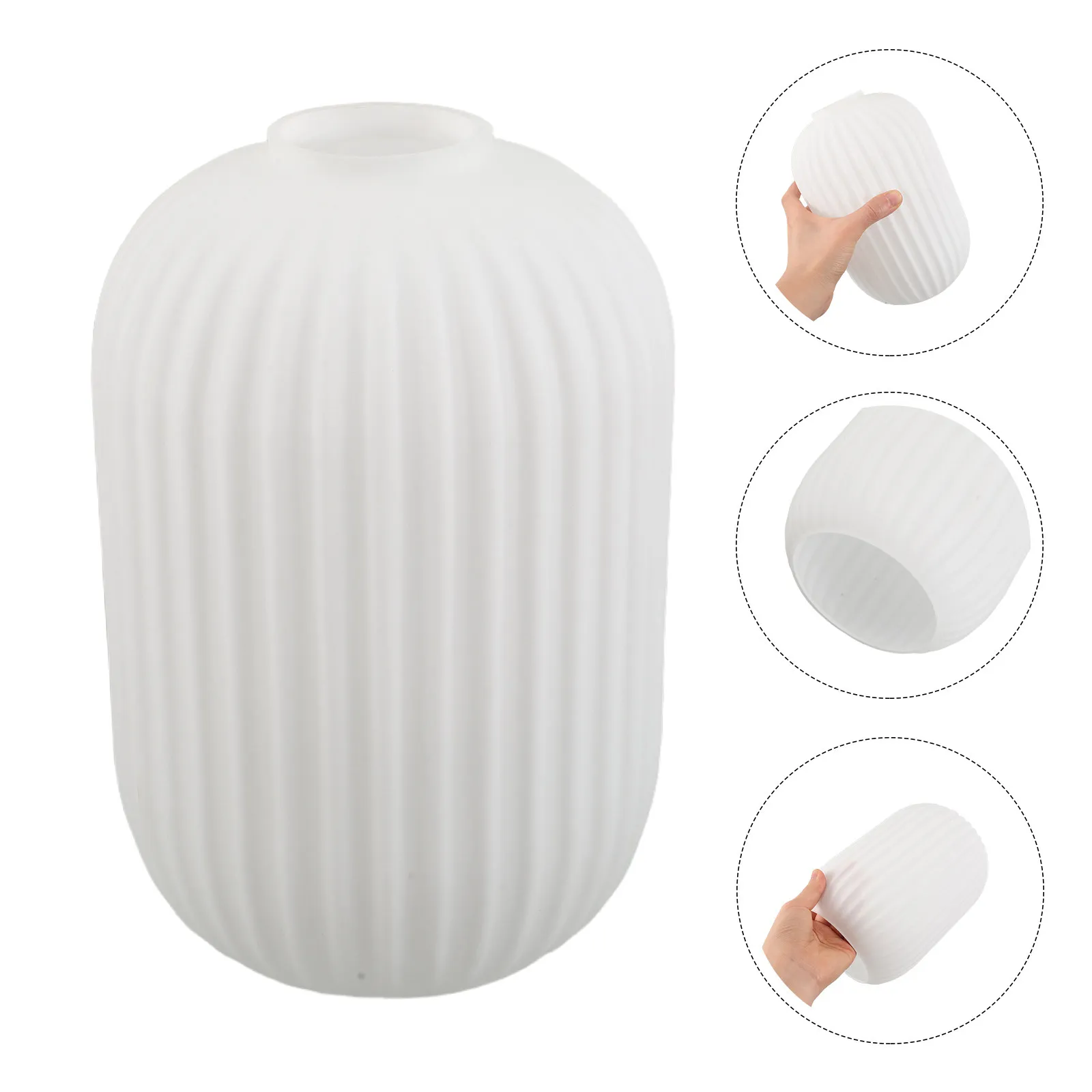 

Glass Lamp Shade Striped White Cylinder Globe Replacement Light Fixture Shade Wall Sconce Pendant Lamp Cover 140x200mm