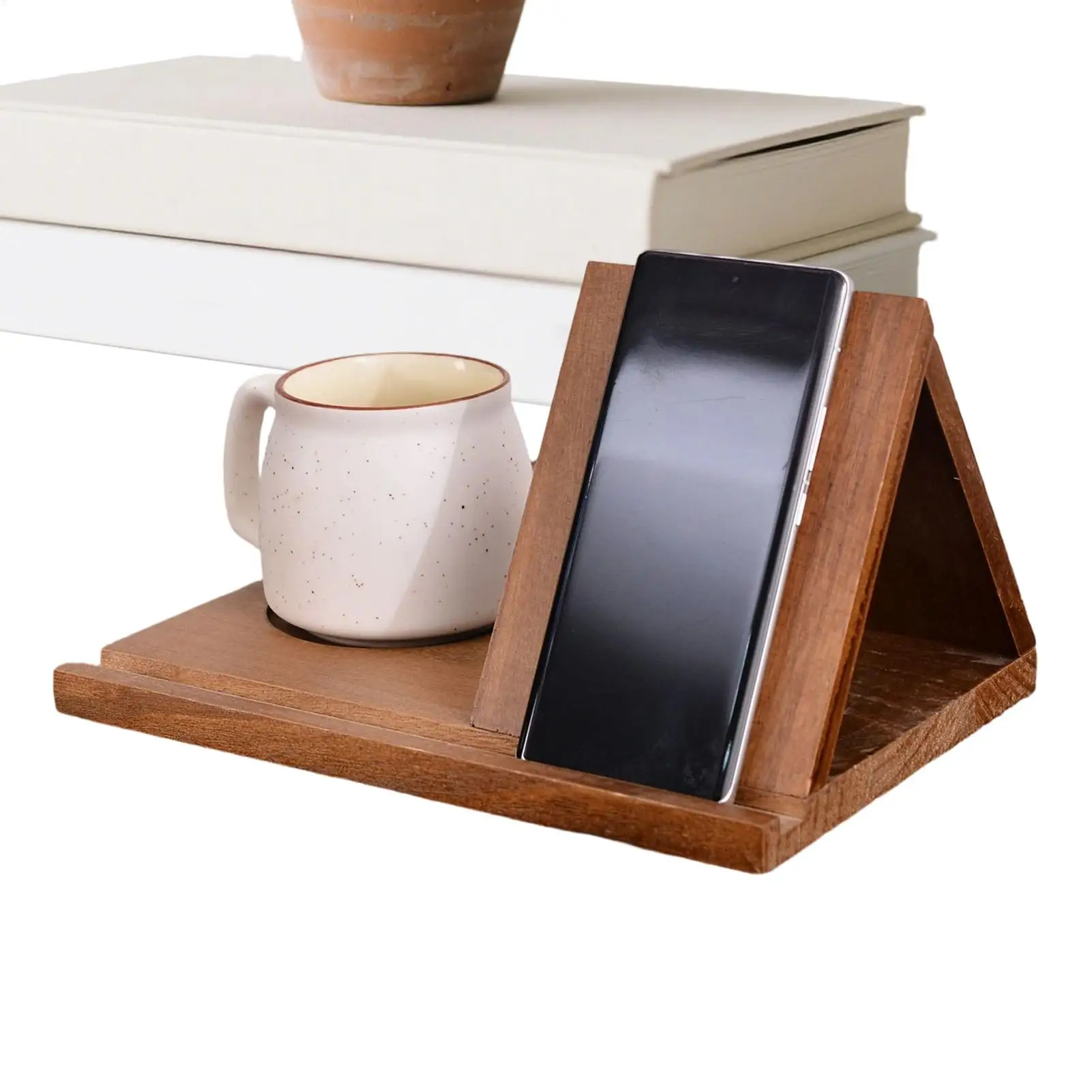 

Деревянная подставка для книг, треугольная подставка для кулинарных книг, небольшая книжная полка с держателем для напитков для студентов, учителей, поваров, читателей, для дома и офиса