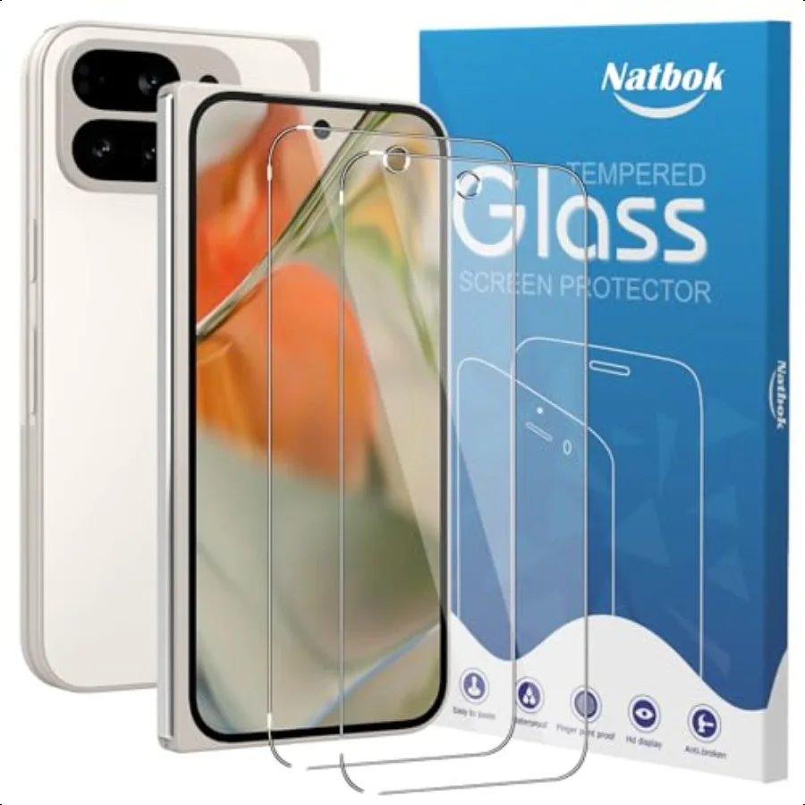 Confezione da 2 pellicole protettive pieghevoli per Google Pixel 9 Pro [solo schermo frontale] Pellicola in vetro temperato 9H a copertura totale HD Clear Scratch Res