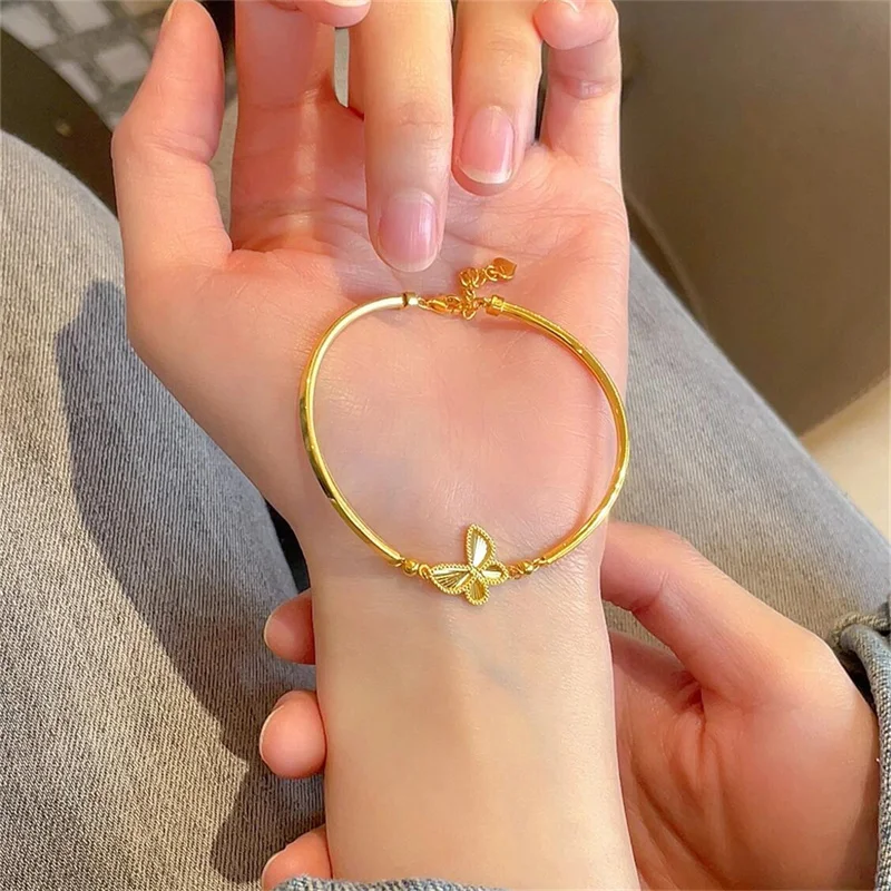 ضوء فاخر الفولاذ المقاوم للصدأ فراشة سوار للنساء أنيقة السلس الخرز الإسورة مأدبة حفلة سحر مجوهرات الزفاف هدايا #6