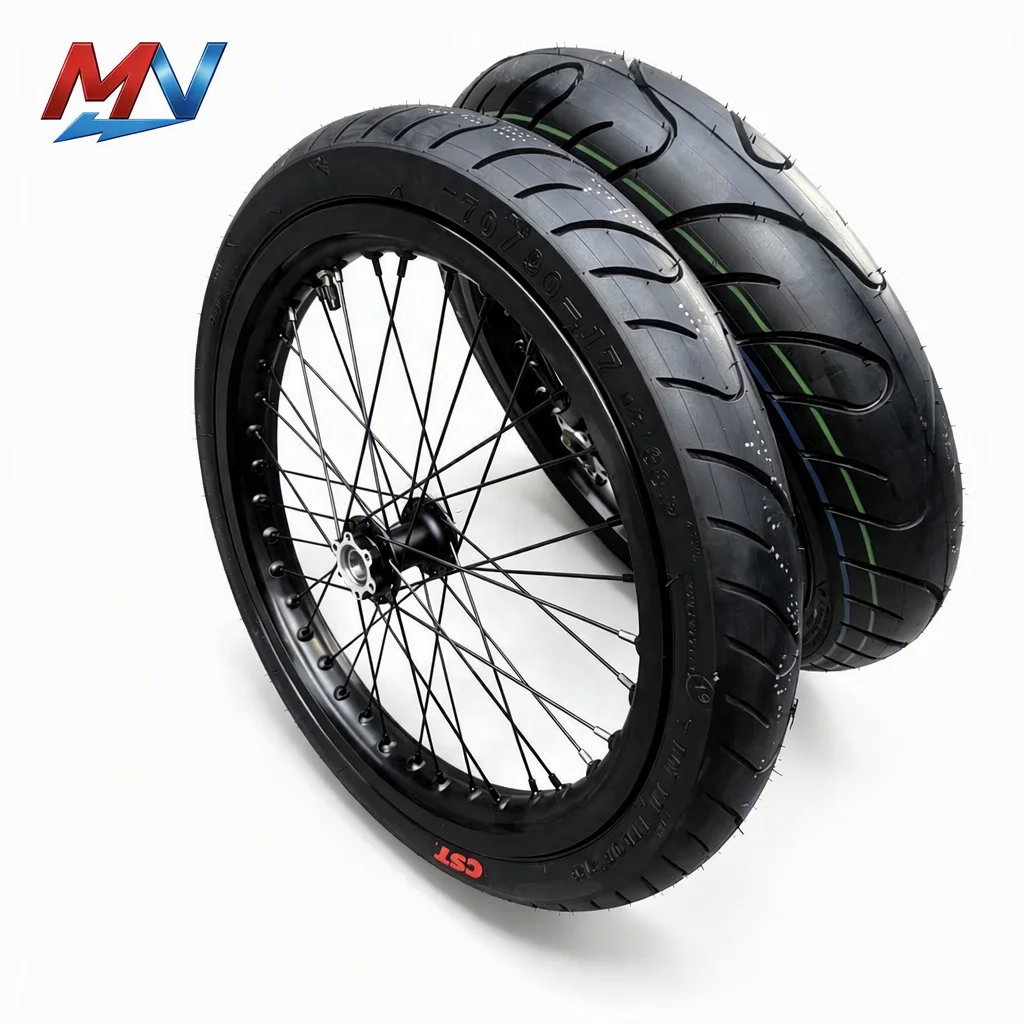 17 Inch Front Rear Black Spoked Wheel Set Off Road Tires For Surron Light Bee Talaria LBX Electric Dirt Bike