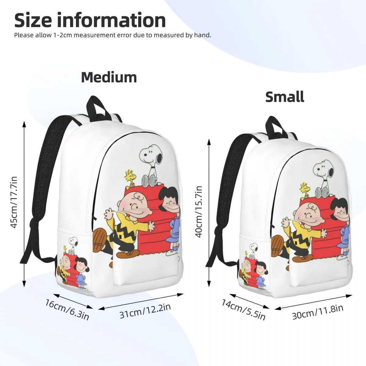 Custom Cute Snoopys Canvas Backpack Men Women Basic Bookbag for College School Cartoon Bags