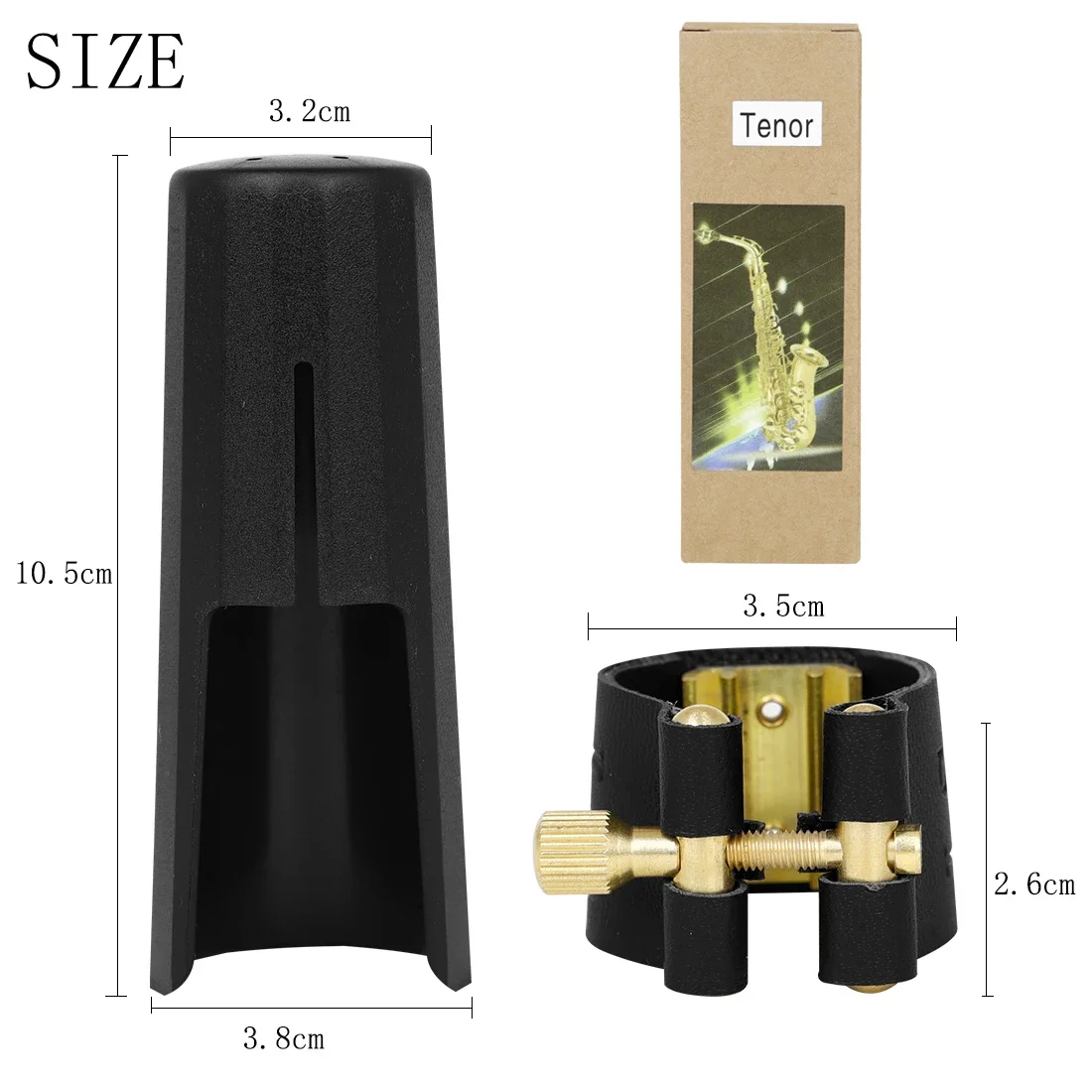 Description Picture 6 of itemAlto Soprano Tenor Saxophone Clarinet Mouthpiece Ligature And Cap Sax Leather Buckle Clamp Clip Woodwind Musical Instrument Part