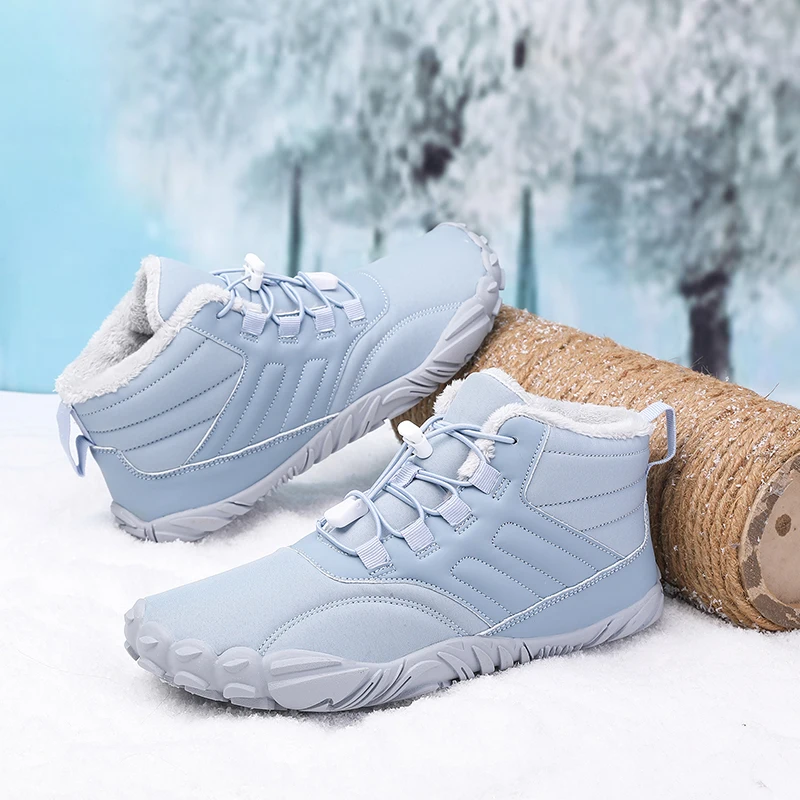Winter Unisex Barefoot Running Shoes Rubber Camping Sneakers Waterproof Non‑Slip Breathable Warm Outdoor Walking Casual Shoes