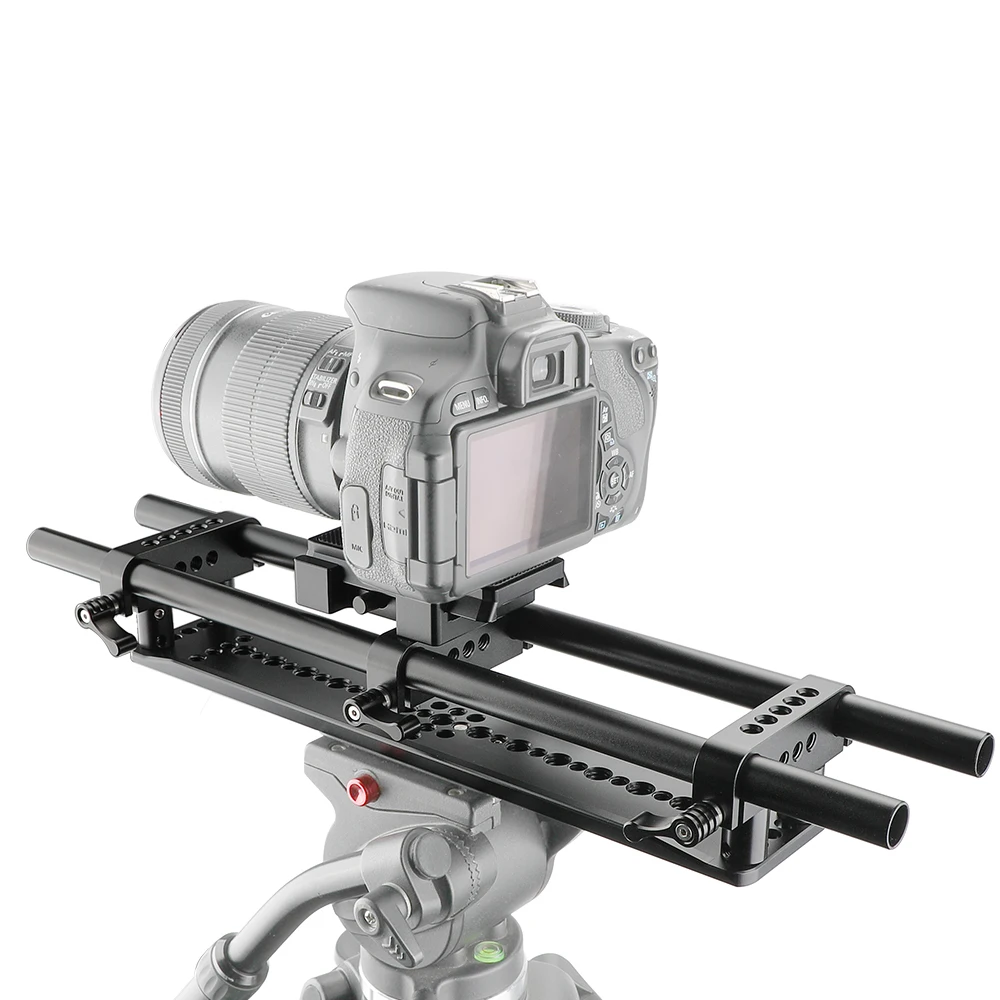 KIMRIG Manfrotto Quick Release Plate With 15mm Dual Rod Sliding Rail For Long-focus DSLR Camera