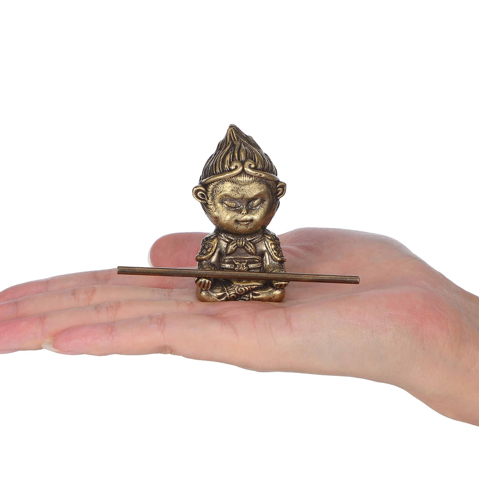 

Brass Statue Handmade Retro Solid Vintage Style Tea Table Decor Figure Chinese Monkey King Statues Monkey King Wukong Figurines