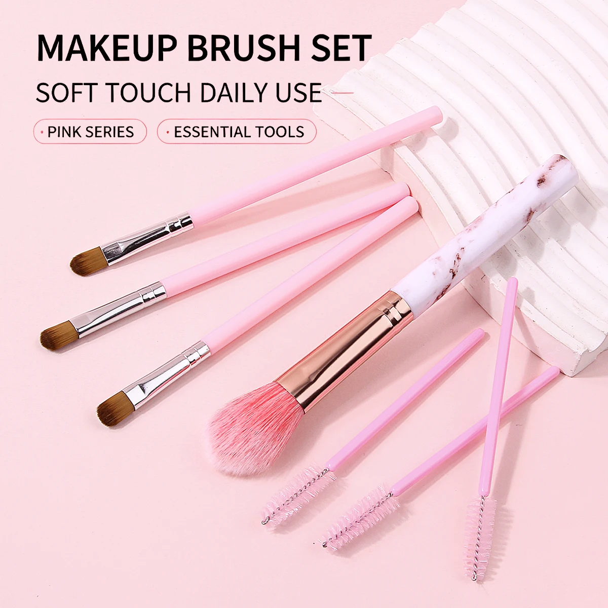 7PCS Multifunctional Makeup Brush Set,Includes Blush Brush, Eyeshadow Brush and Eyelash Brush,Complete Cosmetic Kit for Face&Eye