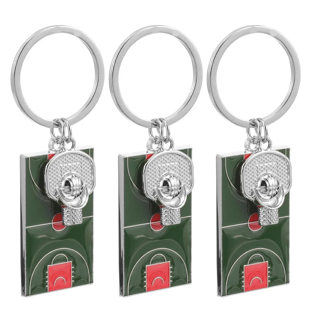 

3pcs Basketball Court Keychain Sports Style Alloy Key Ring Creative Keychains For Decorative Bag Pendant Lightweight Sturdy