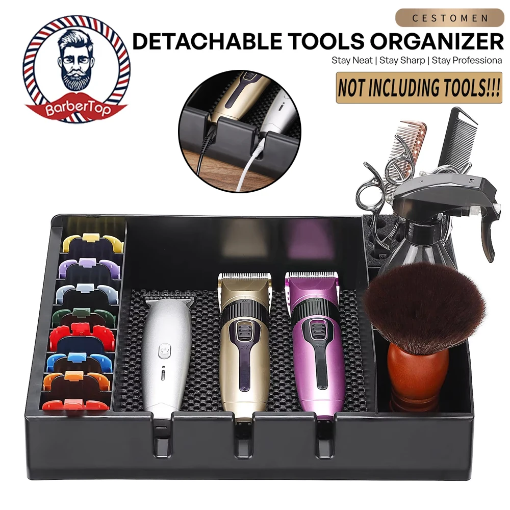 Anti-Slip Barber Clipper Tray Organizer Hair Trimmer Storage Box Razor Case Holder for Barbershop Tools