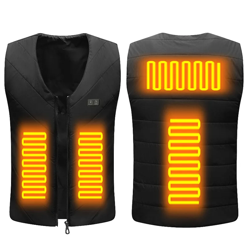 Outdoor Portable Heating Machine Washable Unisex Heating Vest with V-neck and Four Zone Dual Control Adjustment S-7XL