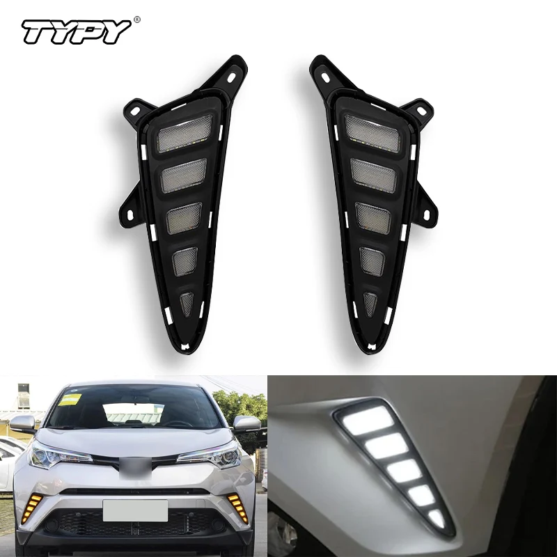 

TYPY For Toyota C-Hr Hatchback 2017-2020 White Orange Set Kit Drl Daylight Front Garnish(White Light)
