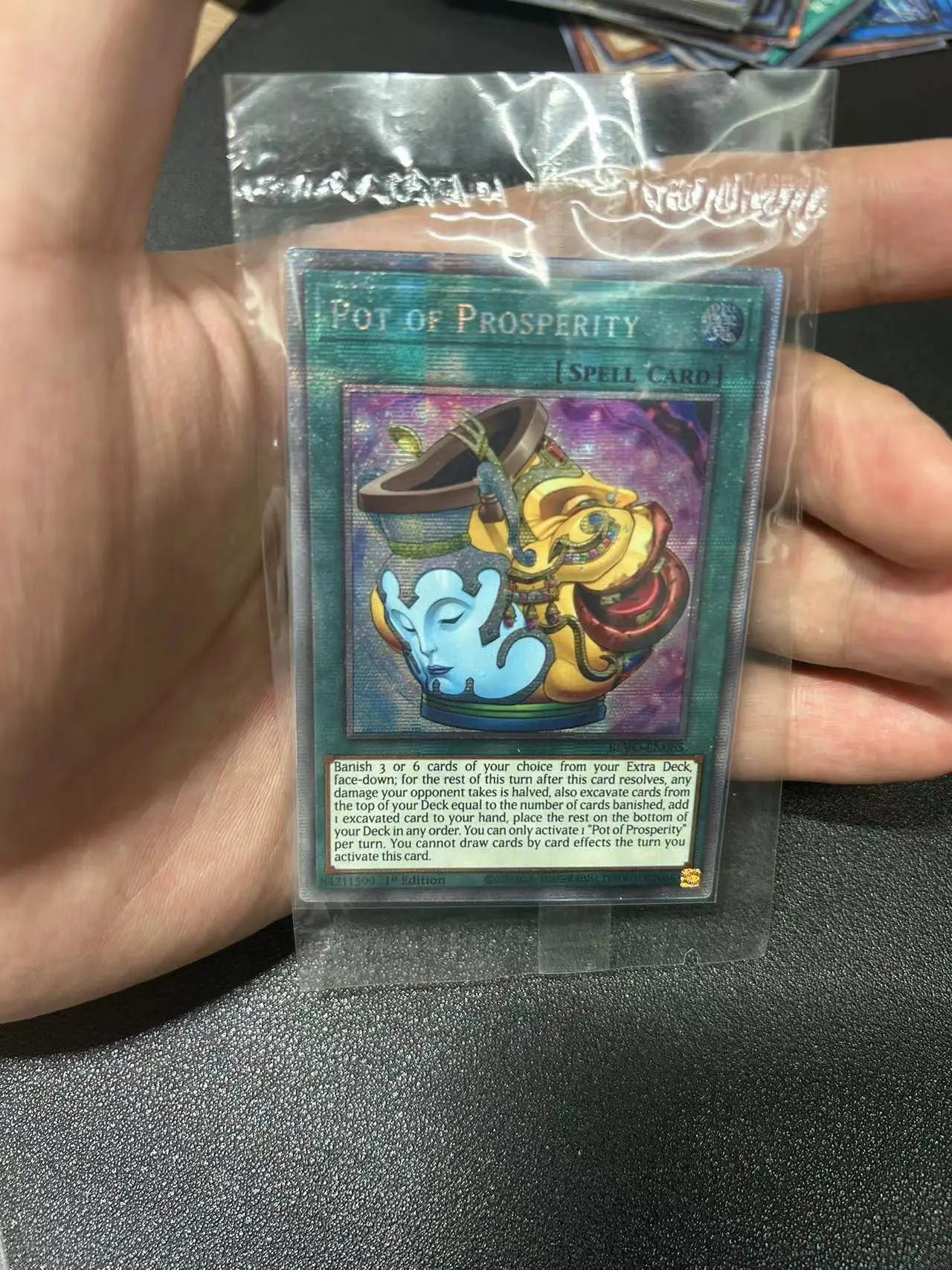 

Yu Gi Oh PrismaticSecret Rare/PSER TCG Pot of Prosperity(BLVO-EN065) Board Game English Gift Collection Toy Card (Not Original)