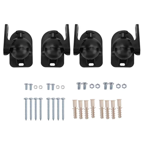 Imagen 2 del producto Soporte de pared Universal para altavoz, abrazadera de soporte de techo con rotación de ángulo de inclinación y giratorio ajustable, 4 piezas