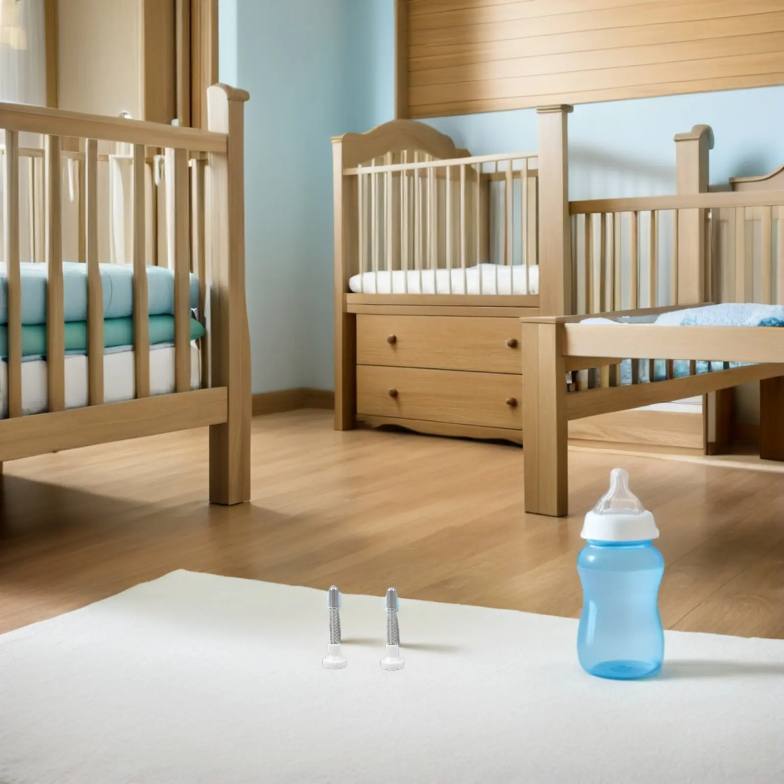 4Pcs Baby Bed Adjustment Rods Spring Loaded Latch Pins Crib Hardware Fittings Replacement Mini Crib Latch Pins Safety Nursery