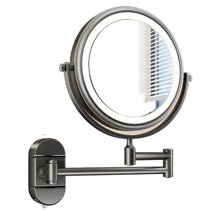 

cosmetic mirror hotel no punching with lamp folding wall hanging cosmetic mirror toilet bathroom adjustable beauty mirror