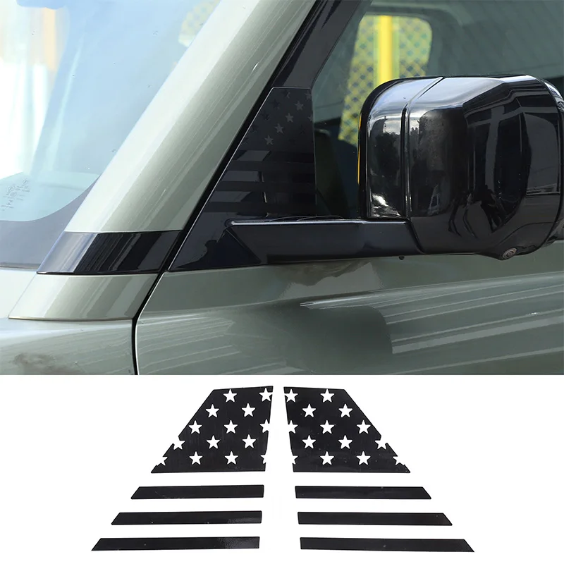 

For Land Rover Defender 90 110 130 2020-2023 PVC Black Car Mirror Cover Sticker Car Exterior Decoration Accessories 2Pcs