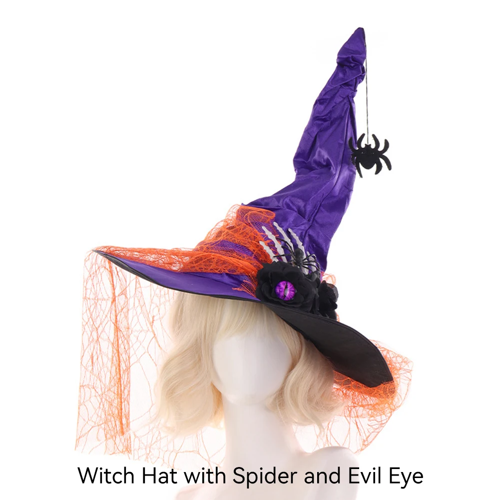 

Шляпа ведьмы на Хэллоуин с кружевом с рюшами + украшения из темных костей пальцев для вечеринки, бала, косплея, реквизит в темном стиле фокусника