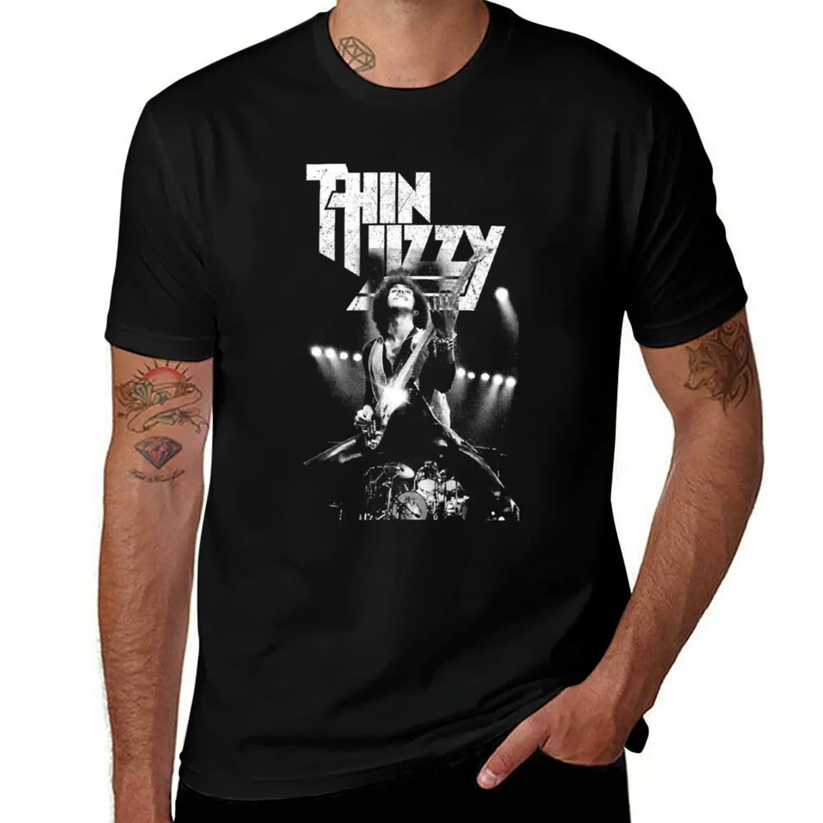 THIN LIZZY 70S T-Shirt Work Daily Short Sleeve Top T-Shirt