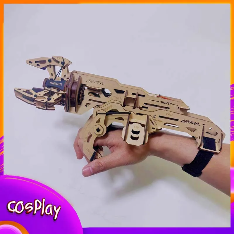 

Wrist Mounted Wooden Mechanical Claw Cosplay Costumes Puzzle Assembly Model DIY Robot Hand Toy For Teen Adult Coser Props Gift