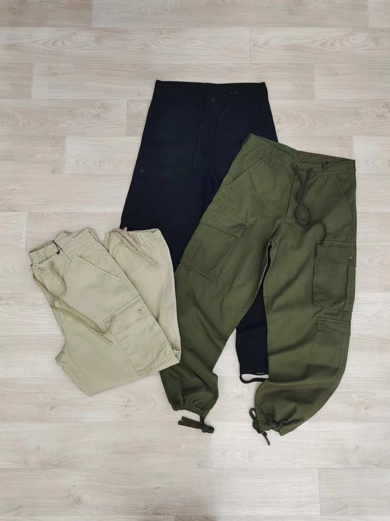 

Мужские повседневные брюки American Sle из плотного хлопка цвета хаки, свободного прямого кроя, с множеством карманов, осенняя мода