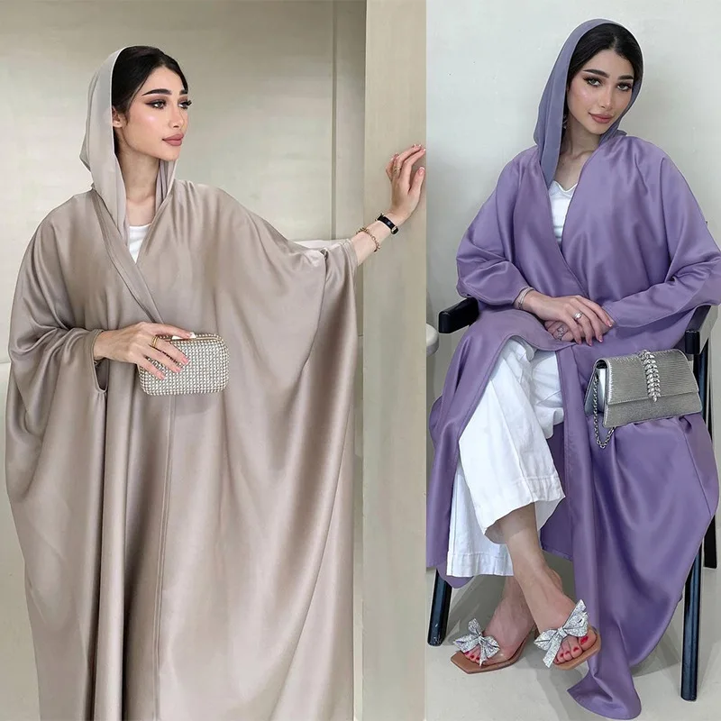 

Elegant Ramadan Muslim Stain Modest Dress for Women Eid Arab Dubai Femme Long Sleeve Plain Abaya Fashion Islamic Turkey Dresses