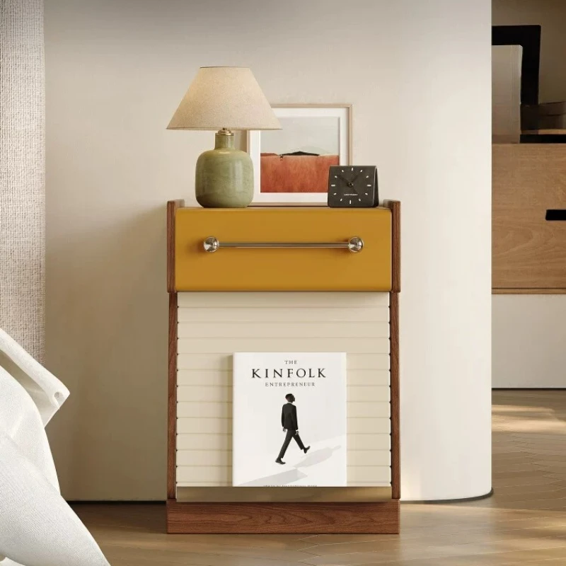 Slim Vintage Bedside Tables Farmhouse Cupboards Wood Master Nightstands Bedroom Secret Muebles Para Dormitorio Furniture Home
