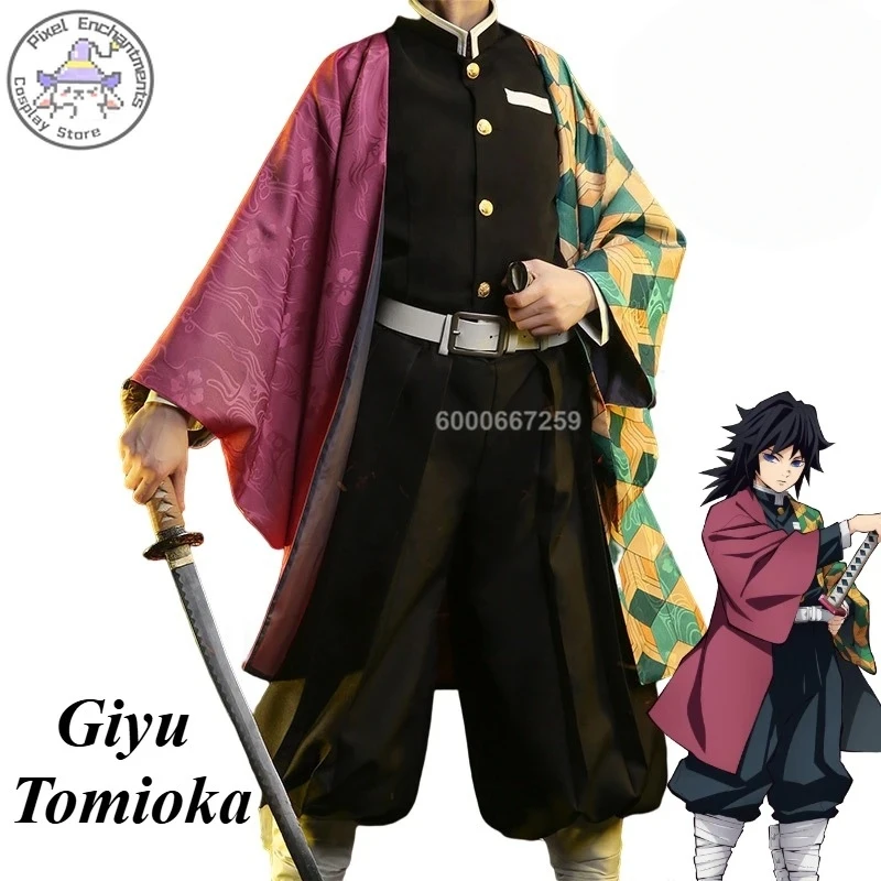 

Popular Anime Kimetsu No Yaiba Anime Giyu Tomioka Cosplay Costume Kisatsutai Mizu Bashira Men Uniform Halloween Comic con Outfit