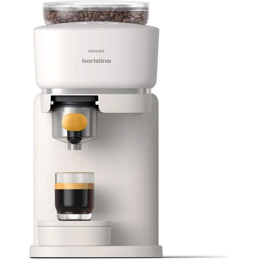 Philips Baristina Espresso Machine Grind Tamp Brew Coffee Beans in One Swipe Compact 16 Bar Pump Pressure Automatic Grinder Whi