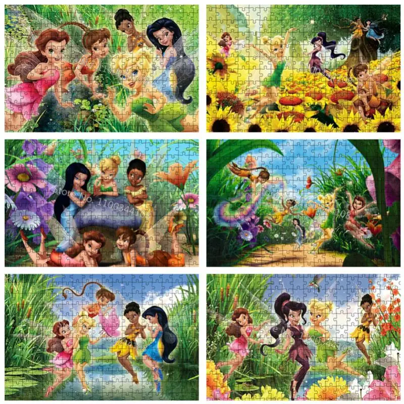 

300/500/1000 Pcs Paper Puzzles Disney Movie Tinker Bell Jigsaw Puzzle Educational Toys Adult Decompression Game Handmade Gift