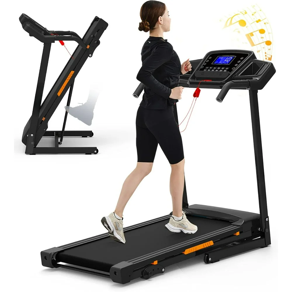 Foldable Walking Pad Treadmill with Incline - Electric Under Desk Treadmill for Home, Handrail Speed Control, Pulse Monitor