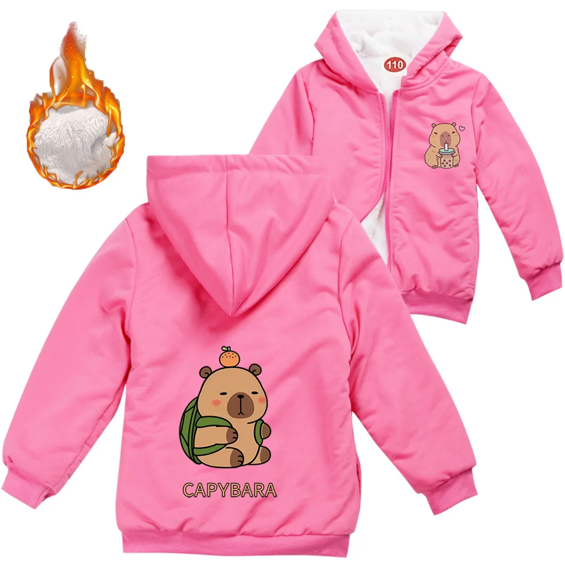 

New Capybara Clothes Kids Zipper Hoodies Baby Girls Winter Long Sleeve Hooded Jackets Teen Boys Pullover Coats Children Parkas