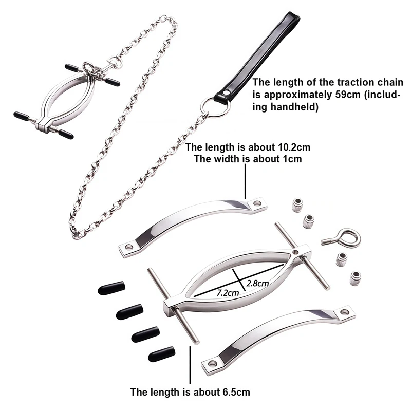 Adult Intimate Exotic Accessory - Labia Clamp with Metal Chain Peeping Dilator Sexy Toys for Women Bondage Equipment view 4