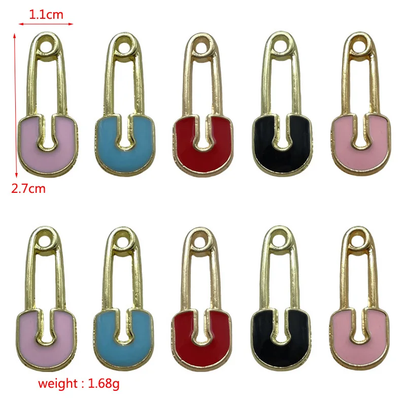 10pcs 11*27mm Kc Gold Plated Enamel Claps Pin Charm Pendant For Jewelry Making Bracelet Necklace Earrings Accessories DIY Craft