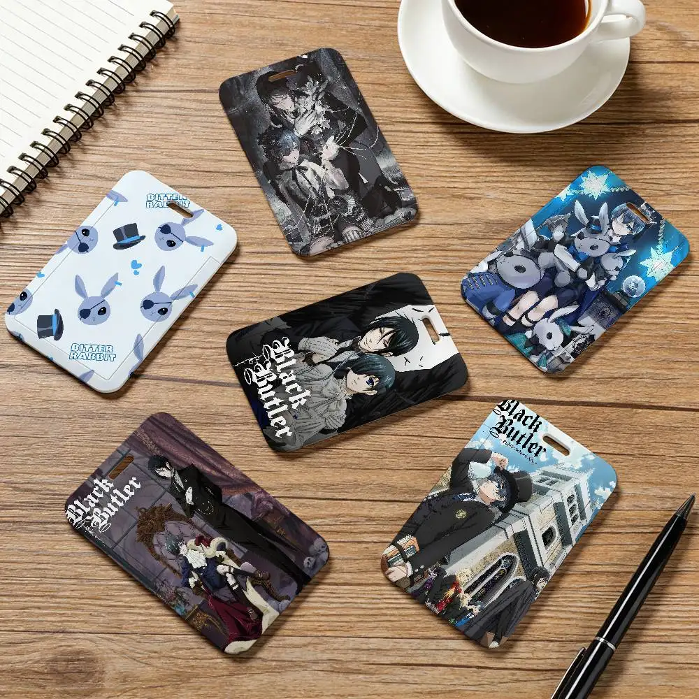 Anime B-Black Butler Card Holder Lanyard Company Staff Pass Unisex ID Name Work Card Holder Office Supplies