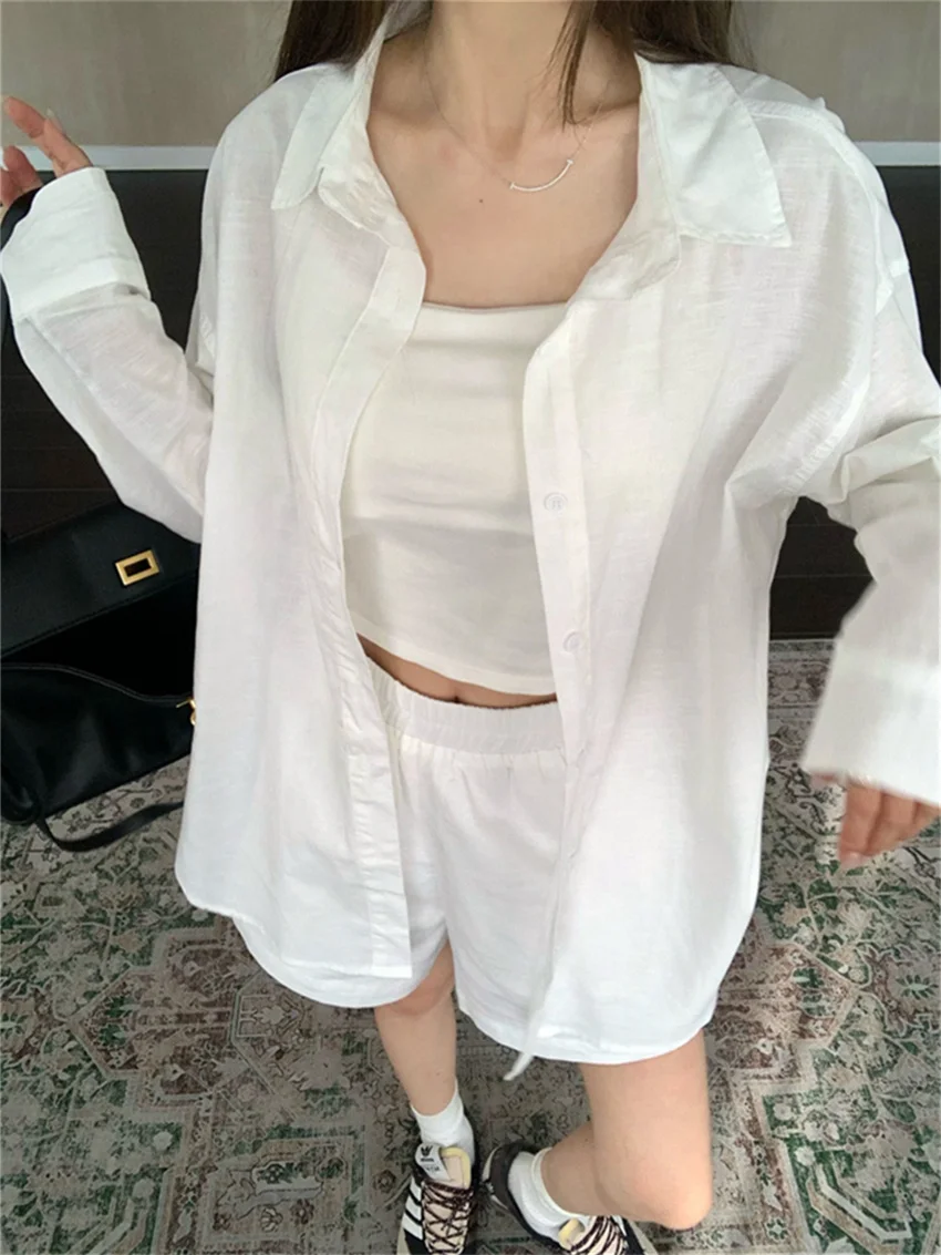 Alien Kitty Stylish Women Shirts Chic Loose Full Sleeve Summer Wide Leg Shorts Suits 2024 New Casual High Street Daily Sets