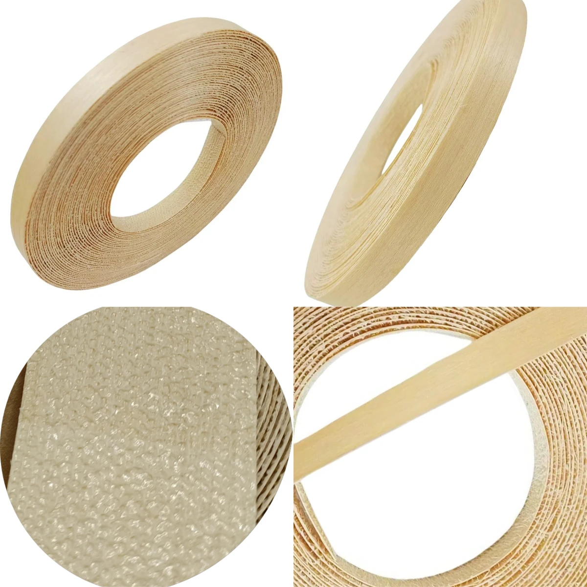 1/2'' Pre-glued Birch Wood Veneer Edge Banding Roll, Iron On Plywood Edging Band with Self Adhesive Hot Melt Adhesive