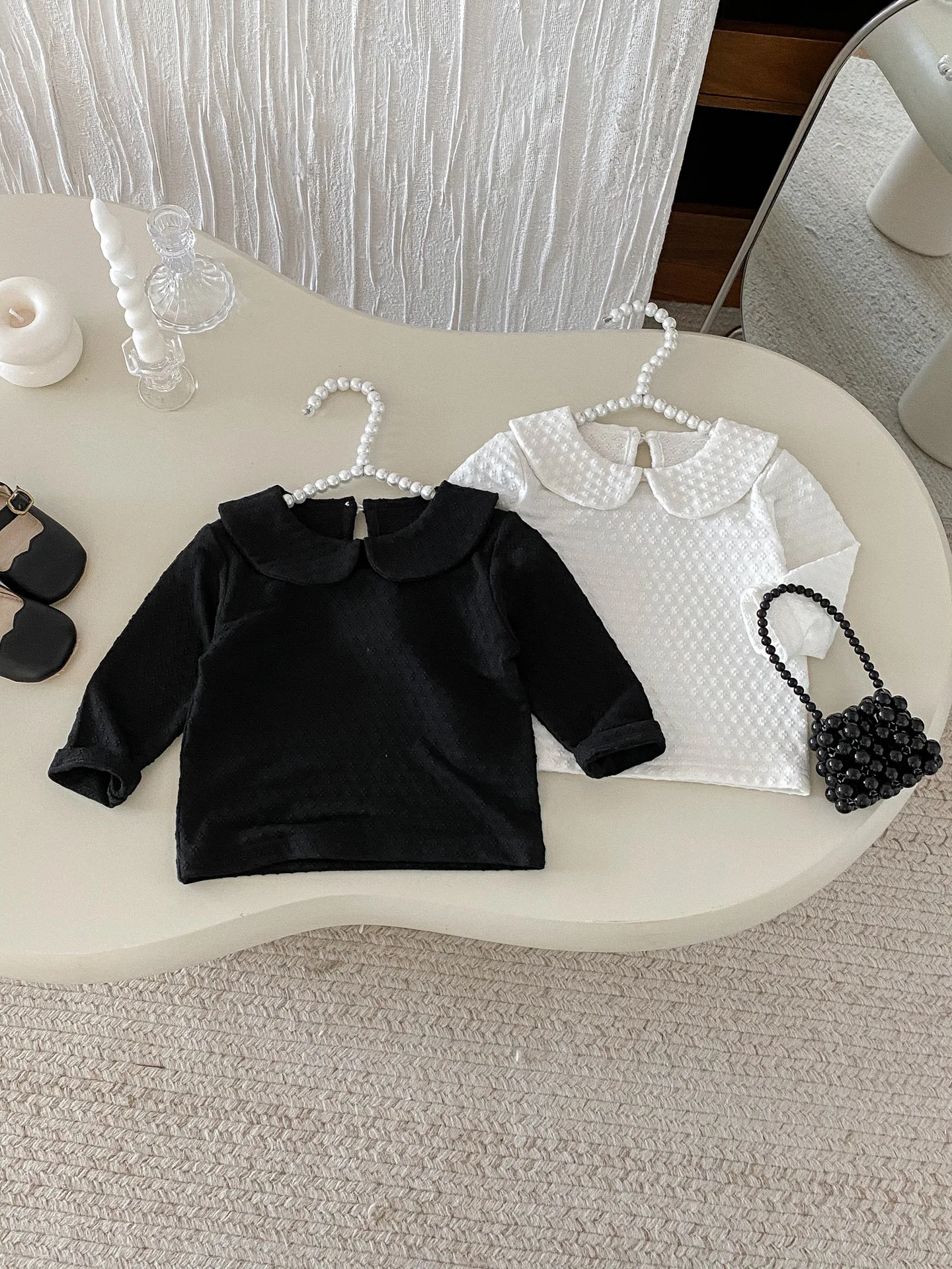 Infant Toddler Cute Lapel Tops Solid Girls T Shirts Kids Clothes 2025 Autumn New Baby Girl Long Sleeve Bottoming Shirts Cotton