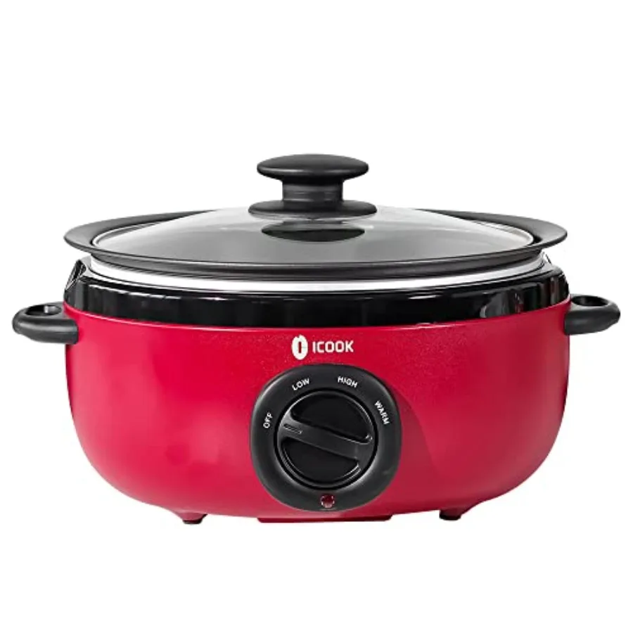 

6.5 Quart Slow Cooker with Aluminium Sear/Saute Stew Pot Stovetop Safe Dishwasher Safe Glass Lid Adjustable Temp Food Warmer Re